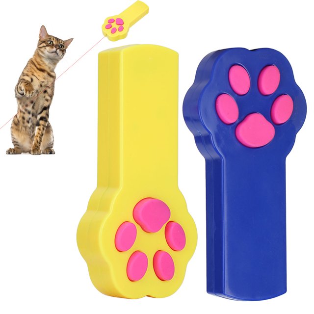 Fdit Funny Cat Stick,Cat Teaser,2Pcs Cat Teaser Paw Claw Shape Interactive Toy Red Light Funny Stick Pet Scratching Training Tool