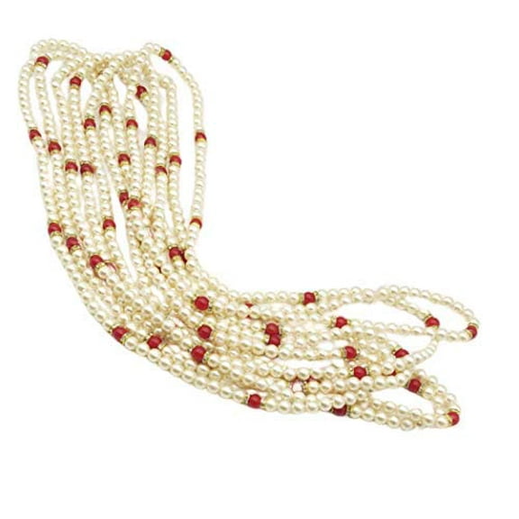 Handmade White and Red Pearl Welcome Mala Chain for Any Occasion Or Function, Swagat Mala, Wedding, Welcome Function,Mala, Badhai mala for barati (Pack of 6) 6 Pcs