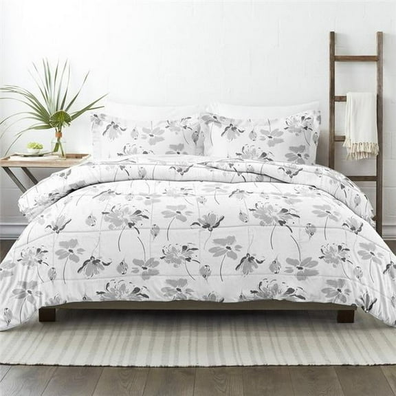 DDI 2355470 Home Collection Premium Down Alternative Magnolia Grey Patterned Comforter Set Case of 9