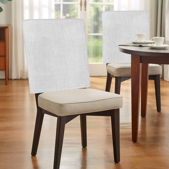 White Linen Texture Dining Chair Back Cover Only, Vintage Solid Color Linen Textured Chair Back Covers Set of 4, Removable Washable Slipcovers for Dining Room, Wedding & Holiday Decoration