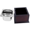 thumbnail image 2 of Espresso Knock Box, Wooden And Stainless Steel Knock Box With Large Capacity, Anti Slip Base Square Coffee Grounds Container For Coffee Shop, Bar,, 2 of 8