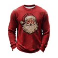 thumbnail image 2 of Christmas Shirts for Men Long Sleeve Casual Crewneck Santa Claus Graphic Distressed Waffle Shirt Holiday Party Shirts, 2 of 4