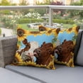 thumbnail image 4 of Farm Animals Pillow Covers 2 Pack Funny Pair Cows Rustic Bee Blue Sky Pastoral Sunflower Pillowcase Waterproof Outdoor Throw Pillow Cover for Patio Garden Square Cushion 18”x18”, 4 of 9