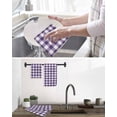 thumbnail image 5 of Purple Checkered Kitchen Dish Towels for Drying Dishes Set of 4, Farmhouse Buffalo Plaid Waffle Weave Microfiber Hand Tea Bathroom Towels Quick Dry & Absorbent Towel 15.7x23.6, 5 of 7