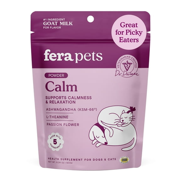 Fera Pets Dog & Cat Calming Goat Milk - With Ashwagandha & GABA - 60 Servings