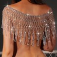 thumbnail image 4 of Cadena de cuerpo de de imitación, cadena de cintura plateada brillante nocturno, niñas, mujeres Estilo ovalado Sunnimix Cadenas para el cuerpo con borlas, 4 of 8