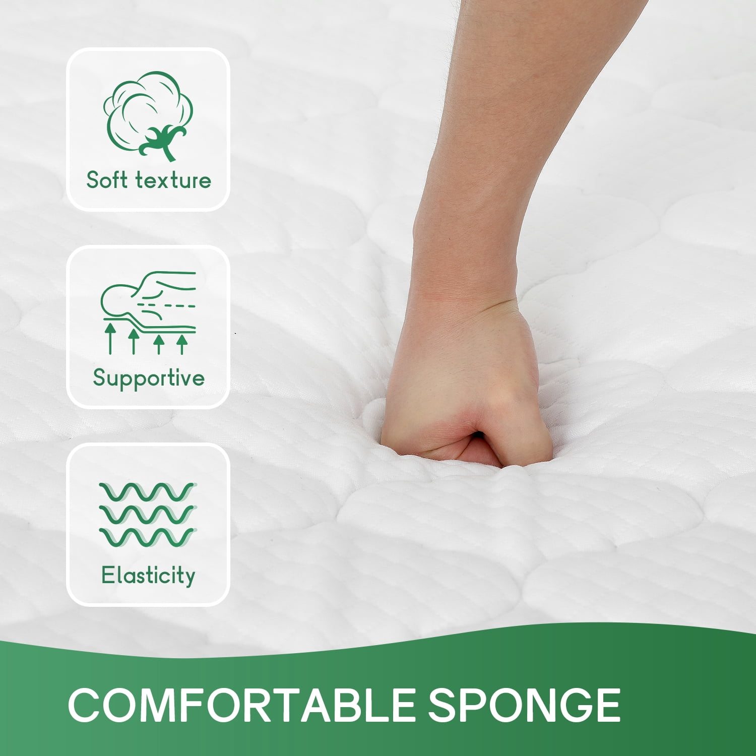 YRLLENSDAN 8 Inch Innerspring Mattress in a Box with Bamboo Charcoal Gel Memory Foam Fiberglass Free CertiPUR-US Certified Medium Firm Spring Mattress Pressure Relief,Queen