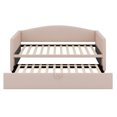 thumbnail image 6 of BEBPILOO Twin Size Daybed with Extended Pop Up Trundle, Upholstered Sofa Bed Daybed, Space-Saving Twin to King Design, Perfect for Guest Room, Velvet, Pink, 6 of 12
