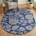thumbnail image 3 of Madison Transitional 5' x 7' Oval Navy and Cream Polypropylene Indoor Area Rug, 3 of 6