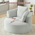 thumbnail image 3 of Muumblus 48.8" Oversized Accent Barrel Chair, Fluffy Round Lazy Sofa Chair for Adults, No Assembly Required, Light Gray Corduroy, 3 of 10