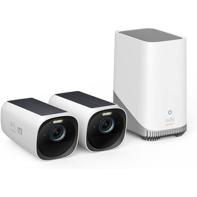 eufy Security eufyCam S330 (eufyCam 3) 2-Cam Kit, Security Camera Outdoor Wireless, 4K Camera with Solar Panel, Forever Power, Face Recognition AI, Expandable Local Storage