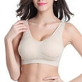 thumbnail image 2 of Opolski Women V-Neck Stretch Wire Free Pure Color Bra Yoga Sports Crop Tops Sleepwear, 2 of 7