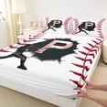 thumbnail image 5 of Erosebridal Letter P Baseball Player Print Full Size Sheets, Sports Monogram Bed Sheets for Kids Boys and Girls, 1 Flat Sheet, 1 Fitted Sheet and 2 Pillowcases, 5 of 6