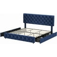 thumbnail image 4 of Eastvita King Size Bed Frame with 4 Storage Drawers & Adjustable Headboard, Blue, 4 of 8