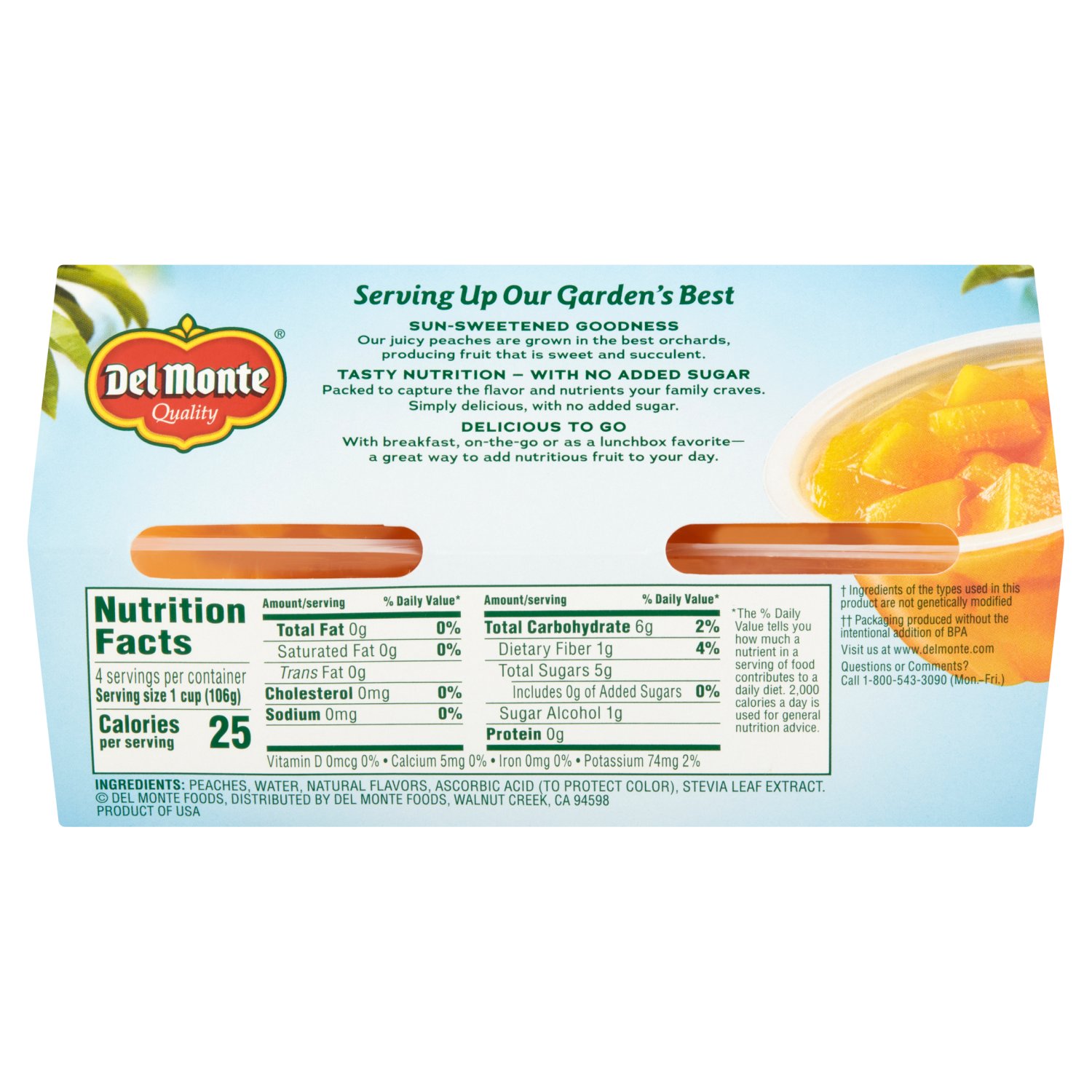 Del Monte Peaches Diced Cups 15 oz