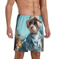 thumbnail image 2 of Fotbe Stylish Dog in Denim Outfit Pantalones Cortos de Pijama para Hombre, Ropa de Dormir, Pantalones de Pijama Cortos para Hombre-Small, 2 of 6