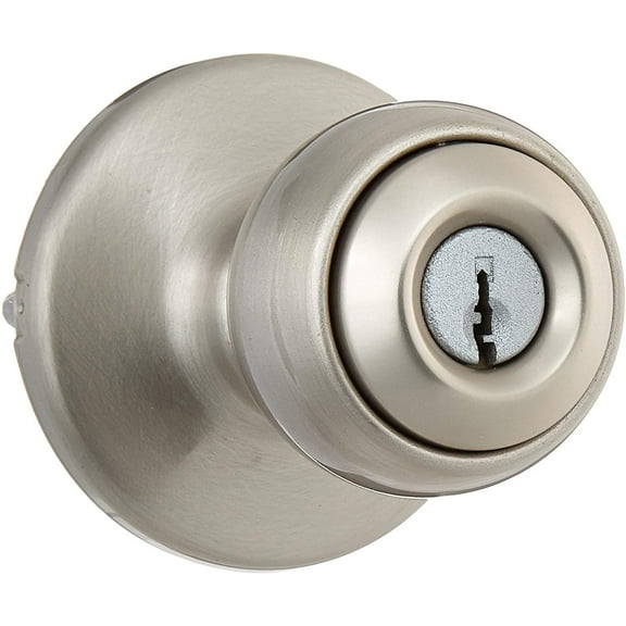Kwikset Polo Keyed Entry Door Knob Lockset 94002-826 - Adjustable, Satin Nickel - 1 Pack