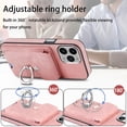thumbnail image 6 of TECH CIRCLE Case for iPhone 13 Pro, [Built-in 2 Micro-SIM Card Slots] Slim Soft Shockproof Protective Cover with Ring Holder Stand + Card Holder Pocket + Eject Pin Holder - Pink, 6 of 8