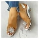 thumbnail image 1 of Sandalias transparentes con diseño de flores con tachuelas Sandalias de tacón de cuña con diamantes de imitación transparentes Zapatos informales para mujer, 1 of 5