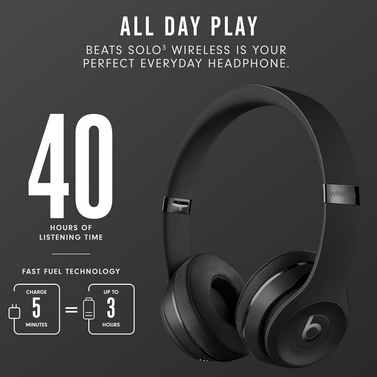 Beats Solo3 Wireless On-Ear with Apple W1 Headphone Chip - Black - Walmart.com