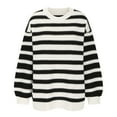 thumbnail image 3 of Fengyings Womens Sweater Striped Pullover Sweater Crew Neck Long Sleeve Knitted Color Block Casual Loose Lightweight Sweaters for Women, 3 of 5