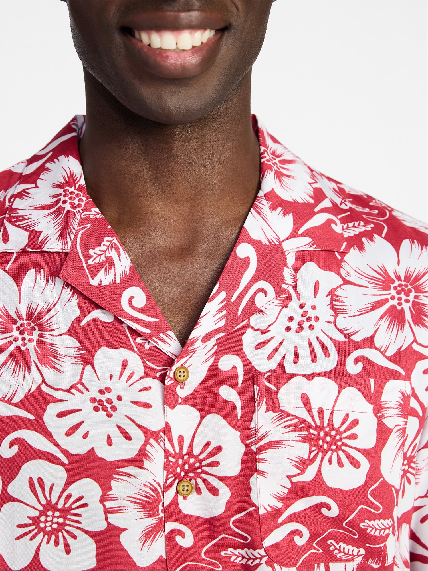 George Men's Relaxed Fit Printed Camp Shirt with Short Sleeves, Sizes S-3XLT