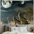 thumbnail image 2 of Creowell  Wolf Tapestry Wall Hanging Wild Animal Wall Tapestry Wolves Howl in Snowy Tapestries Winter Snow Scene Wall Decor Blanket for Bedroom Room Dorm Kids Room 60x50inch, 2 of 6