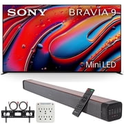 Sony BRAVIA 9 K75XR90 75" 4K HDR Smart QLED Mini-LED TV (2024) Bundle with Premium Deco Gear 60W 2.0 CH Soundbar + Deco Mount 37"-100" TV Wall Mount Bracket with Cleaning Kit + 6-Outlet Surge Adapter