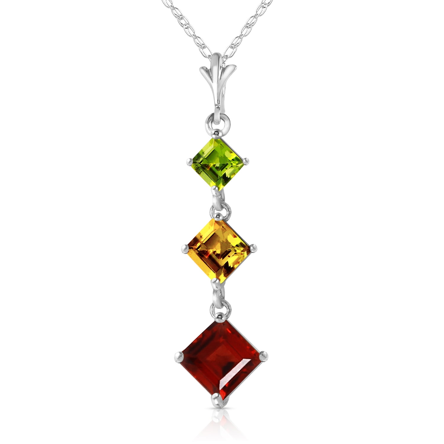 Galaxy Gold 14K Solid Gold 2.4 Carat Natural Garnet Pendant Necklace for Women - White Gold Fine Jewelry