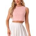 thumbnail image 1 of INSPIRAR CHIC Blusa sin mangas para mujer Vintage Verano Tops de Gingham M Rosa, 1 of 5