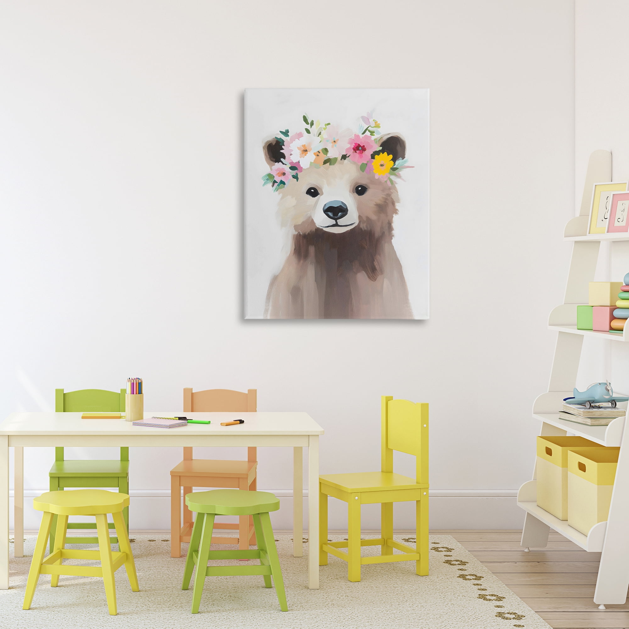 Stupell Industries Flower Crown Bear Canvas Wall Art, design by The Prints Vibe