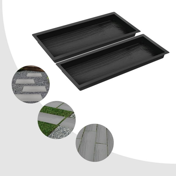 2 PCS Paving Molds, Wood-like Plank Grain Concrete Stepping Stone Molds for Cement