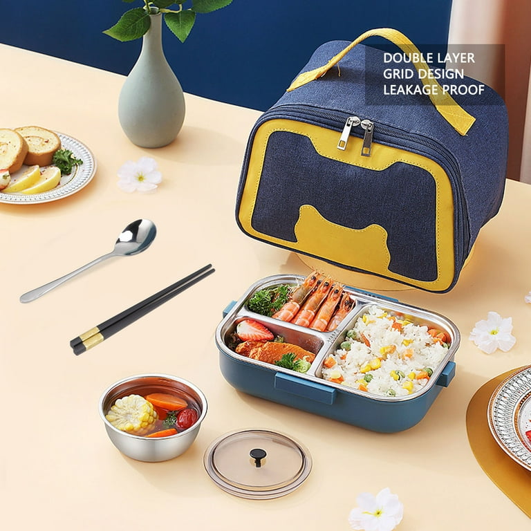 Bento Box Lunch Box for Kids and Adults Matching Bag, Chopsticks, and Soup  Cup