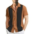 thumbnail image 2 of Siilsaa Big and Tall T Shirts for Men Mens Short Sleeve Button Down Shirt Two Pockets Soft Vintage Regular Fit Mens Casual Shirts(Brown,M), 2 of 4
