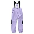 thumbnail image 6 of LNZGNM Snow Bibs Kids 8-12Y Insulated Waterproof Elatsic Waist Snowsuit Windproof Warm Skiing Pants Winter Bodysuit with Zipper Pockets for Boys Girls for Hiking, Light Purple, L, 6 of 6