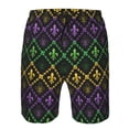 thumbnail image 4 of Kdxio Mardi Gra Geometric Pattern Mens Casual Shorts - Drawstring Summer Beach Sports Shorts for Men, 4 of 9