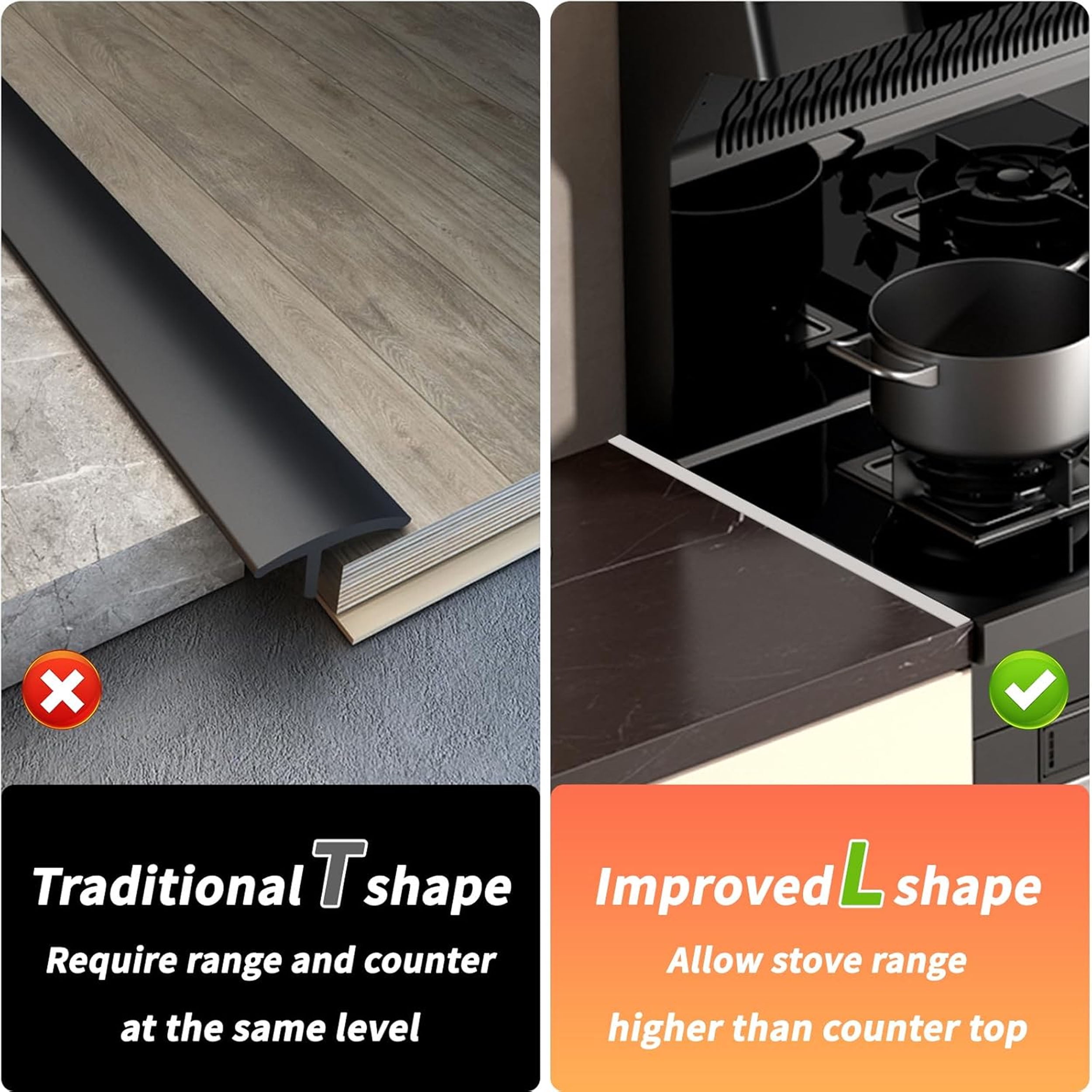 2 Pcs Stove Gap Covers,Stove Gap Guard Stainless Steel Adjustable Length 13.8” to 27.5” for Kitchen, Range Trim Kit,Silver