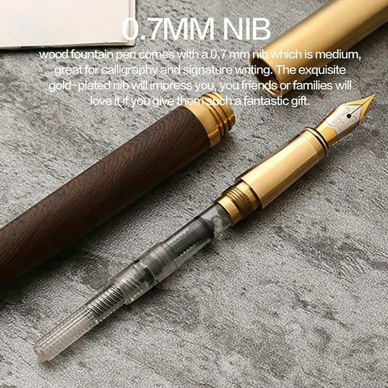 Wordsworth & Black Fountain Pen, Medium Nib Ink Pen, Black Gold -  Refillable, Calligraphy