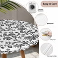 thumbnail image 3 of Black Flower Round Tablecloth for 36-44 Inch Tables,Fitted Table Cover with Elastic Edge,Vintage Farmhouse Boho Leaf Spring Plant Waterproof Outdoor Table Cloth Protector for Patio Garden Dinner, 3 of 9