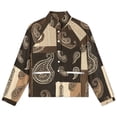 thumbnail image 4 of Jackets for Women Winter Coat Jackets Flannel Stand Collar Jacket(Brown Paisley Patchwork Design,Size:S-4XL), 4 of 7