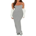 thumbnail image 2 of Femmes Bretelles Spaghetti Slim Fit Débardeur Robe d'Été Côtelé Sans Manches Bodycon Longue Robe Cami, 2 of 7