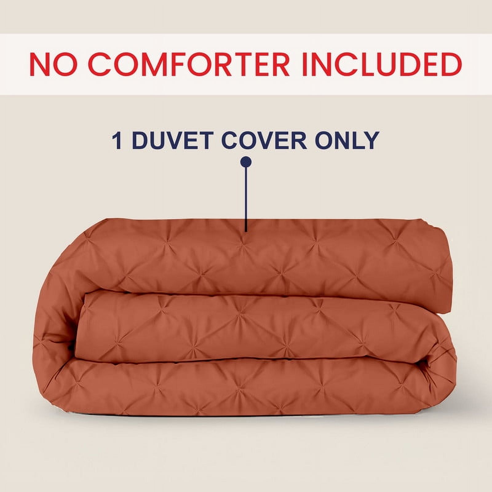 Kotton Culture 600TC 1Pc Pinch Pleated Duvet Cover Only 100% Egyptian Cotton (Burnt Orange, Super Oversized King)