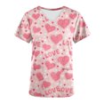 thumbnail image 4 of Odeerbi Valentines Scrub Tops for Women V Neck T-Shirt 2025 Fashion Short Sleeve Printing Blouse Causal Pullover Pockets Pink, 4 of 5