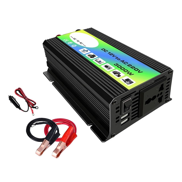 Inversor de Corriente de 300W de 12 / 220V vertidor de Energía para Automóvil parampar Al Aire Libre Fuente de Alimentación Negro 110V C Sunnimix inversor de corriente para coche