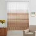 thumbnail image 3 of Brown White Ombre Sheer Curtains 54 Inches Long, Vintage Farmhouse Abstract Striped Light Filering Curtains, Breathable Simi Curtain Privacy Drapes for Kitchen Bathroom Small Window Treatment, 3 of 9