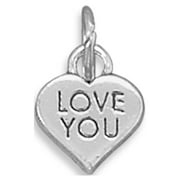 AZUREBELLA JEWELRY LOVE YOU Small Heart Charm Sterling Silver, Made in the USA