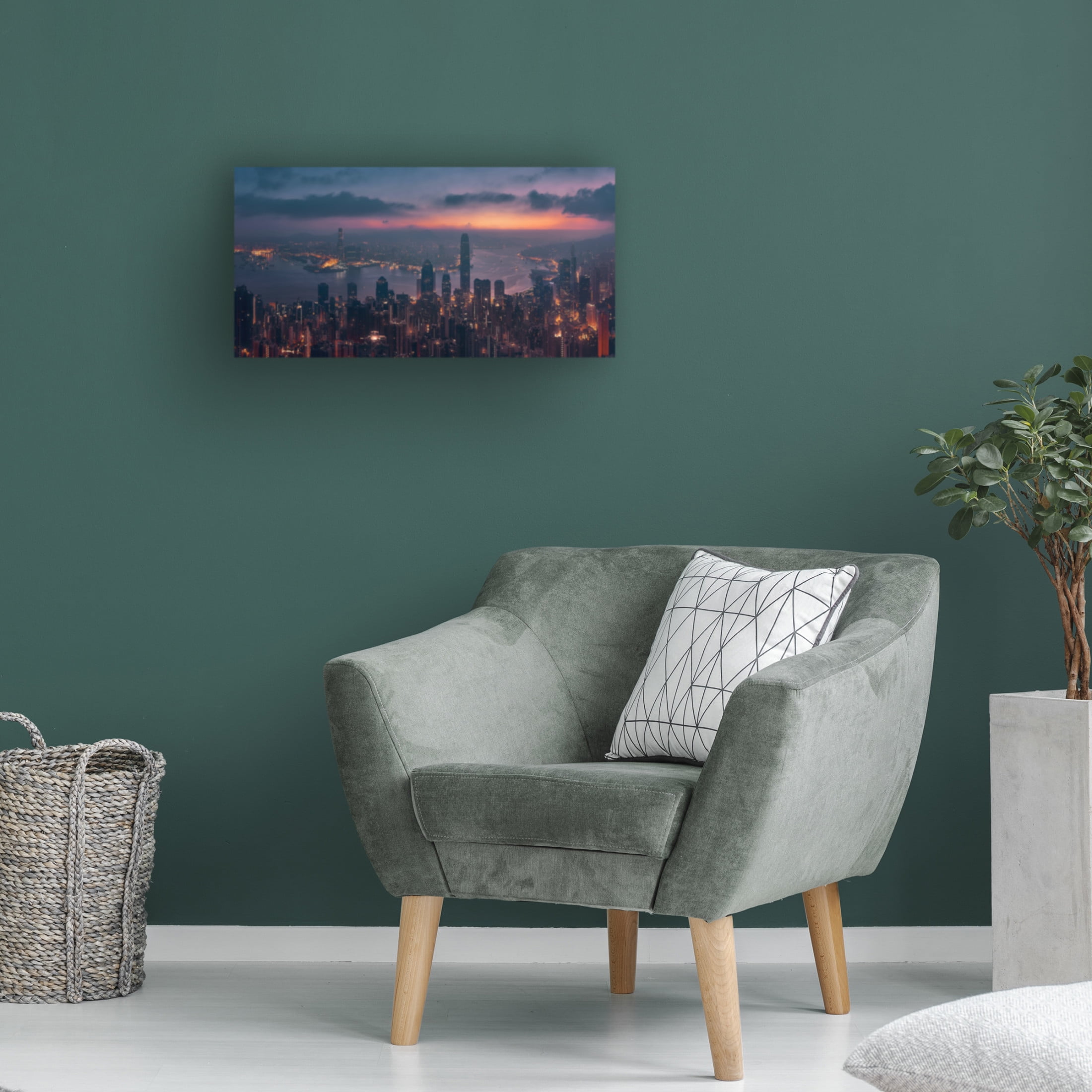 Canvas Wall Art - Javier De La 'Sunrising Hong Kong' Wall Art for Living Room, Bedroom, or Office D?cor by Trademark Fine Art - 32 x 16 Inches