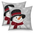 thumbnail image 2 of Dashan Snowman Christmas Throw Pillow Covers 18x18 Set of 2,Winter Linen Pillow Cases for Bedroom Sofa Couch, 2 of 6