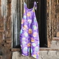 thumbnail image 2 of Feancey Holiday Rompers for Women Happy Easter Linen Bib Overalls Cute Eggs Graphic Sleeveless Wide Leg Rompers Comfy Loose Onesie with Pockets Multicolor S, 2 of 6