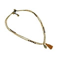 thumbnail image 5 of Gleaming  Tiger's Eye Hand of Hamsa Brown Tassel Brass Bead Necklace, 5 of 5